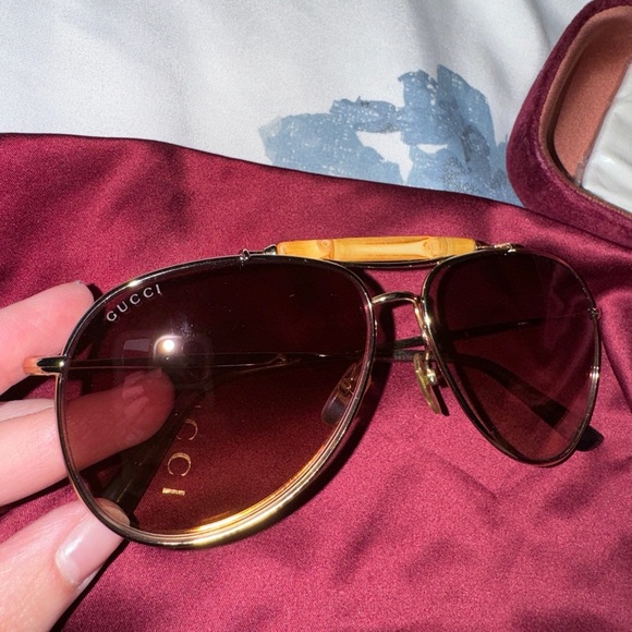 Gucci vintage bamboo aviator sunglasses - Picture 4 of 7